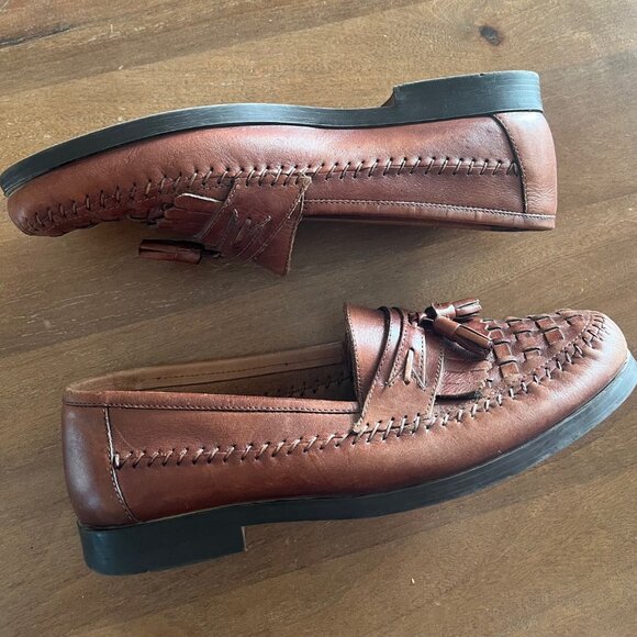 Giorgio Brutini Men’s Brown Leather Weaved Tassel Loafers Size 11 D Made Brazil - Picture 3 of 9